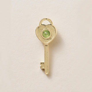 18K Gold Love Key Tsavorite Garnet Bezel and Diamond Pendant