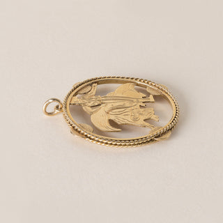 Vintage 18K Gold Hand Carved Matador Bull Fighting Pendant Charm