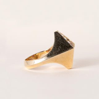 Vintage 14K Gold Ruby Cabochon Contemporary Diamond Ring