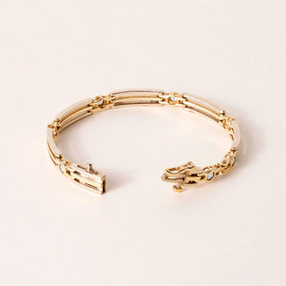 Vintage 14K Two Tone Diamond Bezel Set Bracelet
