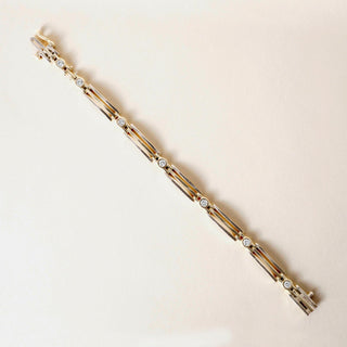 Vintage 14K Two Tone Diamond Bezel Set Bracelet