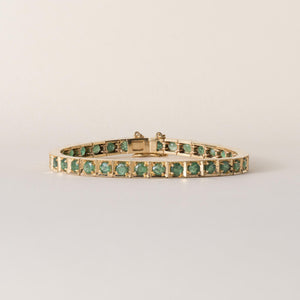 Vintage 18K Yellow Gold Flex 5.54 Carats Emerald Bangle Bracelet
