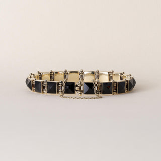 Vintage 14K Gold Black Onyx Pyramid Chain Bracelet