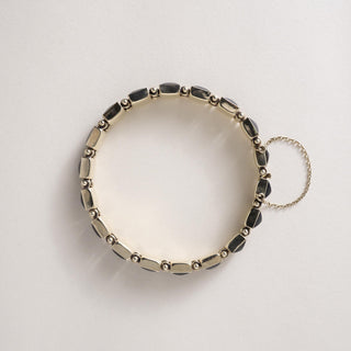 Vintage 14K Gold Black Onyx Pyramid Chain Bracelet