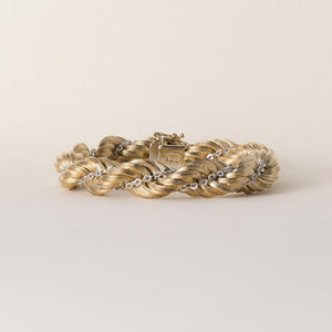 Vintage Italian 14K Gold Woven Rope Chain Link Bracelet