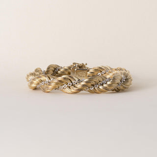 Vintage Italian 14K Gold Woven Rope Chain Link Bracelet
