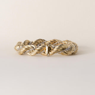 Vintage Italian 14K Gold Woven Rope Chain Link Bracelet