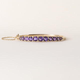 Vintage 14K Gold 6 Carats Amethyst and Rose Cut Diamond Bangle