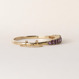 Vintage 14K Gold 6 Carats Amethyst and Rose Cut Diamond Bangle