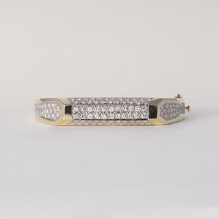 Vintage 14K Gold 5 Carats Diamond Pave Statement Bangle