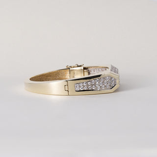 Vintage 14K Gold 5 Carats Diamond Pave Statement Bangle