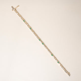 Vintage 14K Gold 1.2 Carats Emerald and Diamond Line Bracelet