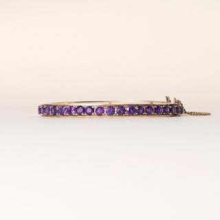Vintage 3 Carats Purple Amethyst 14k Gold Bangle Bracelet