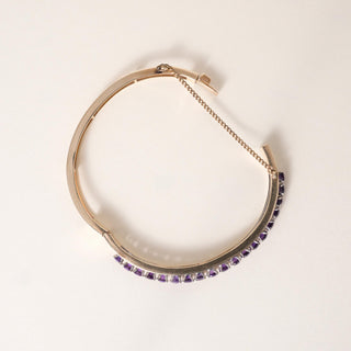 Vintage 3 Carats Purple Amethyst 14k Gold Bangle Bracelet