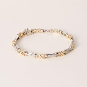 Vintage 14K Gold 0.75 Carats Diamond Infinity Station Tennis Bracelet