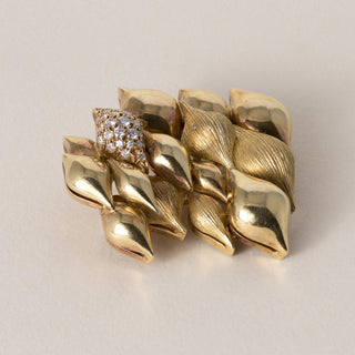 Vintage 18K Gold Henry Dunay Textured Diamond Brooch