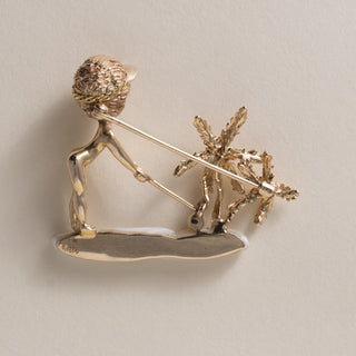Vintage William Ruser Angel Island Golfer Pearl Brooch