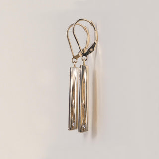 Vintage 14K Gold Rainbow Ammolite and Diamond Dangle Earrings