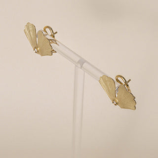 Vintage Paolo Spalla 18K Gold Gingko Leaf Diamond Stud Earrings