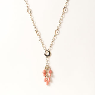 Vintage Italian 14K Gold Coral Chain Link Necklace