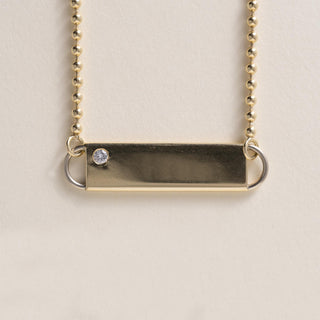 Vintage Cartier 18K Gold Diamond ID Bar Necklace