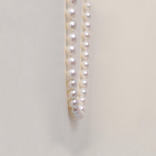 Vintage 14K Gold Cream Pearl Strand with Ruby Serpent Clasp