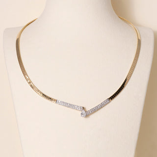 Vintage 14K Gold 0.77 Carat Pear Shape GIA Diamond Omega Pave Chain Necklace