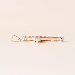 Vintage Ruby and Diamond Cross Pendant 14K Two Tone Gold