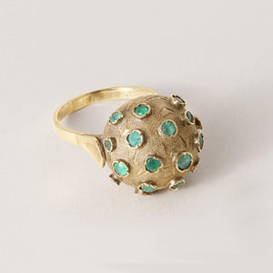 Vintage 18K Gold Emerald Sputnik Ring