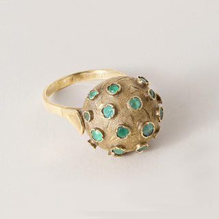 Vintage 18K Gold Emerald Sputnik Ring
