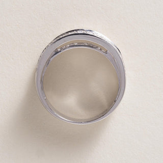 Platinum 1 Carat Baguette and Round Brilliant Diamond Three Row Band