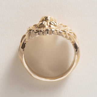 Vintage 14K Gold Roaring Lion Head Diamond Statement Ring
