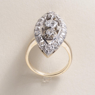 Vintage 14K Gold 1.50 Carats Diamond Navette Ring