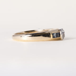 Antique 14K Gold 0.50 Carat Old European Cut Diamond and Sapphire Band