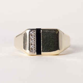 Vintage 14K Gents Diamond and Onyx Ring Band
