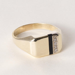Vintage 14K Gents Diamond and Onyx Ring Band