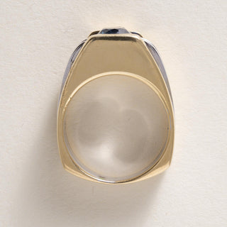 Vintage 14K Gold 1.35 Carat Montana Sapphire and Princess Cut Diamond Ring