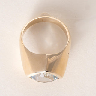 Vintage 14K Gold 6 Carat Kite Cut Aquamarine Signet Ring
