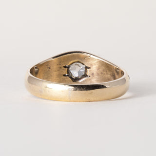 Victorian 18K Gold 0.50 Carat Old Mine Cut Cushion Diamond Belcher Ring