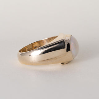 Vintage 10K Yellow Gold 3 Carat Australian Opal Bezel Set Ring