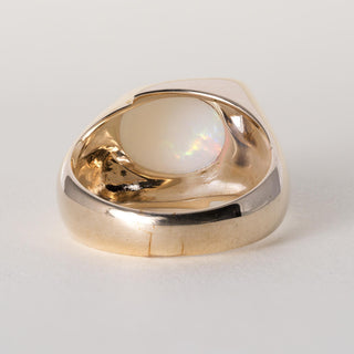 Vintage 10K Yellow Gold 3 Carat Australian Opal Bezel Set Ring