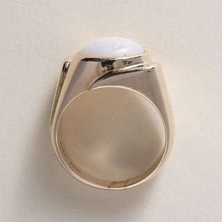 Vintage 10K Yellow Gold 3 Carat Australian Opal Bezel Set Ring