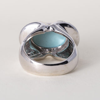 18K Italian Gold Rajola Turquoise & Diamond Cocktail Ring