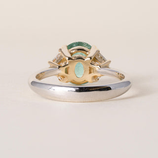 Platinum Paraiba 2.26 Carat Oval and Trapezoid Diamond Ring