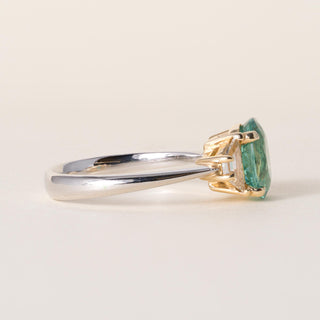Platinum Paraiba 2.26 Carat Oval and Trapezoid Diamond Ring