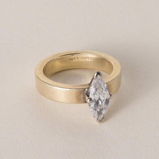 Vintage 14K Gold 1 Carat Elongated Marquise Diamond Solitaire Ring