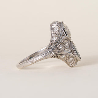 J.E Caldwell Sapphire & 1.10ct Old European Cut Diamond Art Deco Platinum Ring