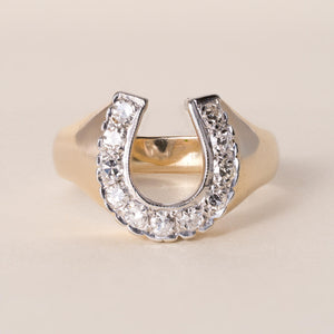 Vintage 14K Gold Lucky 0.45 Carats Diamond Horseshoe Ring