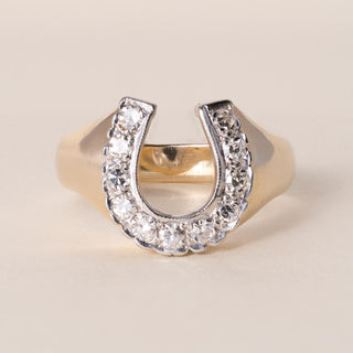 Vintage 14K Gold Lucky 0.45 Carats Diamond Horseshoe Ring