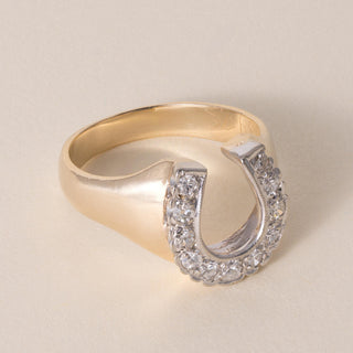 Vintage 14K Gold Lucky 0.45 Carats Diamond Horseshoe Ring